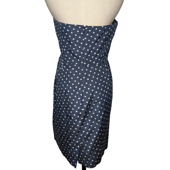 Anthropologie 10 Alice Temperley Silk $450 Polka Dot Dress Strapless Blue White - Picture 6 of 12